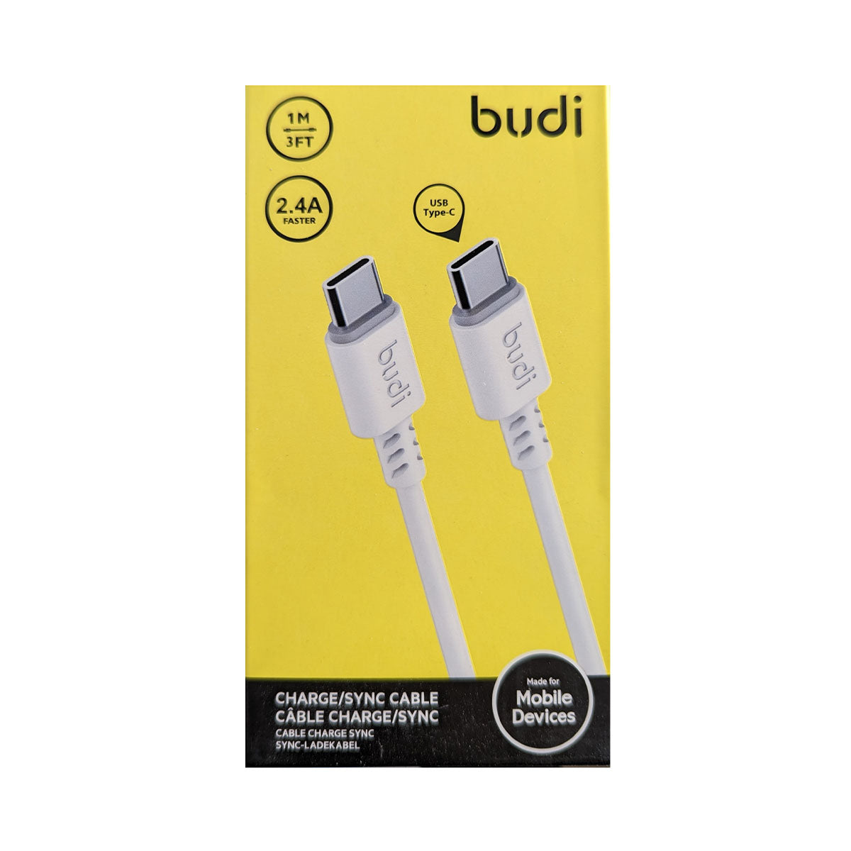 Budi DC011TT10W Type C to Type C 1m USB Data Cable